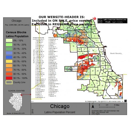 M011-Chicago, Latino Population Percentages, by Census Blocks, Census 2010