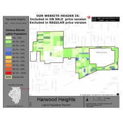 M011-Harwood Heights, Latino Population Percentages, by Census Blocks, Census 2010
