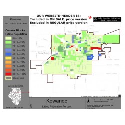 M011-Kewanee, Latino Population Percentages, by Census Blocks, Census 2010