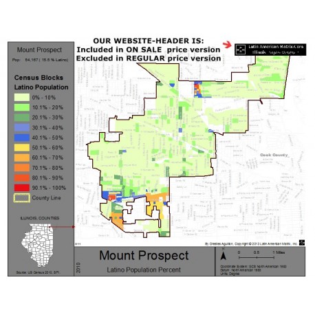 M011-Mount Prospect, Latino Population Percentages, by Census Blocks, Census 2010