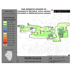 M011-North Aurora, Latino Population Percentages, by Census Blocks, Census 2010