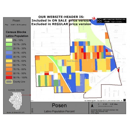 M011-Posen, Latino Population Percentages, by Census Blocks, Census 2010