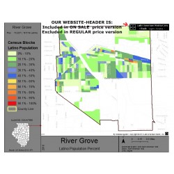 M011-River Grove, Latino Population Percentages, by Census Blocks, Census 2010