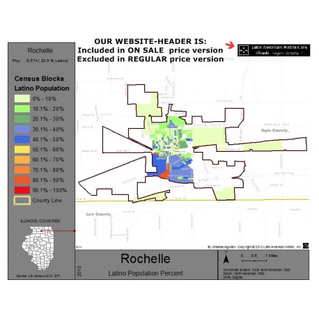 M011-Rochelle, Latino Population Percentages, by Census Blocks, Census 2010