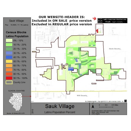 M011-Sauk Village, Latino Population Percentages, by Census Blocks, Census 2010