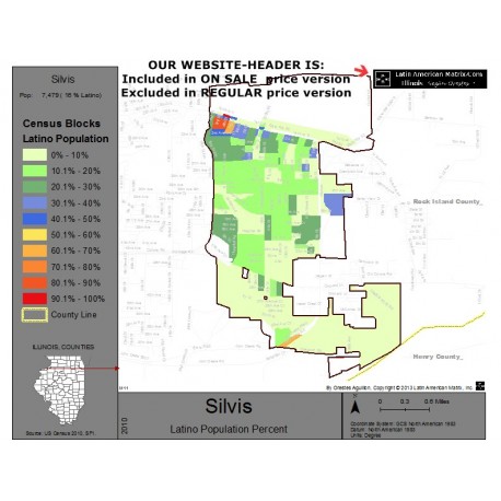 M011-Silvis, Latino Population Percentages, by Census Blocks, Census 2010