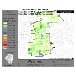 M011-Westmont, Latino Population Percentages, by Census Blocks, Census 2010