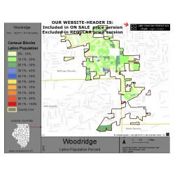 M011-Woodridge, Latino Population Percentages, by Census Blocks, Census 2010