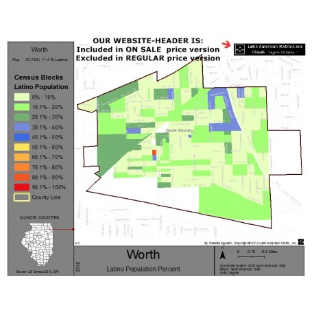 M011-Worth, Latino Population Percentages, by Census Blocks, Census 2010