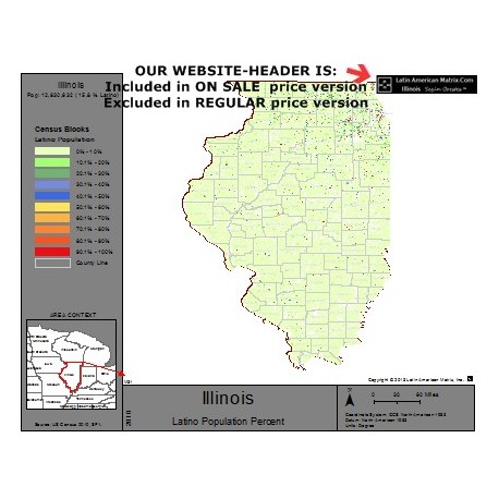 M32-Illinois, Latino Population Percentages, by Census Blocks, Census 2010