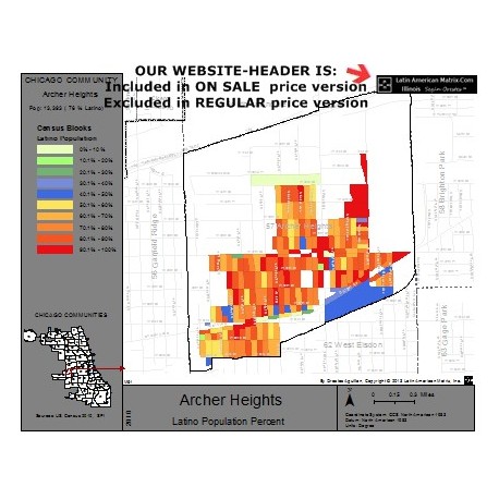 M62-ARCHER HEIGHTS, Latino Population Percentages, by Census Blocks, Census 2010