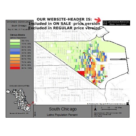 M62-SOUTH CHICAGO, Latino Population Percentages, by Census Blocks, Census 2010