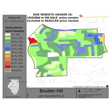 M111-Boulder Hill, Latino Population Percentages, by Census Blocks, Census 2010