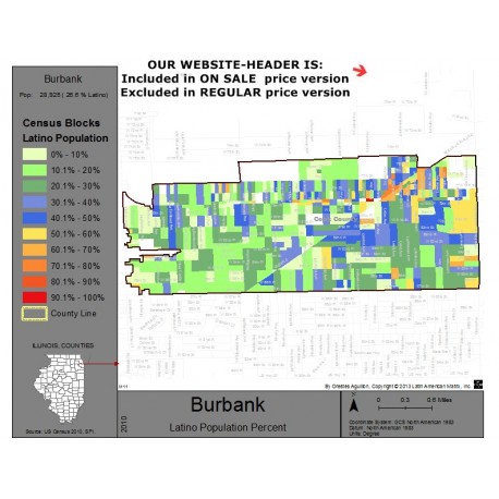 M111-Burbank, Latino Population Percentages, by Census Blocks, Census 2010