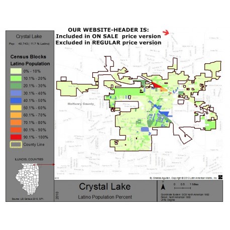 M111-Crystal Lake, Latino Population Percentages, by Census Blocks, Census 2010