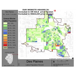 M111-Des Plaines, Latino Population Percentages, by Census Blocks, Census 2010