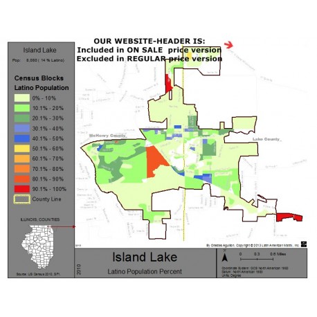 M111-Island Lake, Latino Population Percentages, by Census Blocks, Census 2010