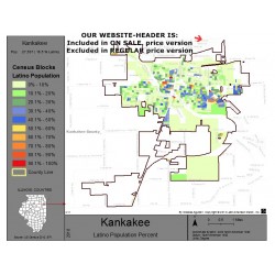 M111-Kankakee, Latino Population Percentages, by Census Blocks, Census 2010