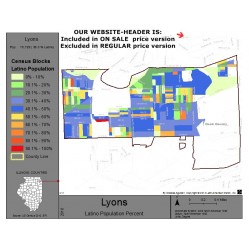 M111-Lyons, Latino Population Percentages, by Census Blocks, Census 2010