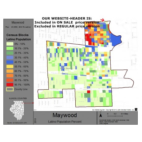 M111-Maywood, Latino Population Percentages, by Census Blocks, Census 2010