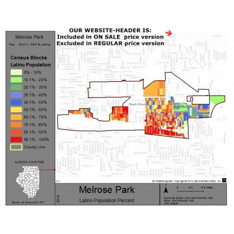 M111-Melrose Park, Latino Population Percentages, by Census Blocks, Census 2010
