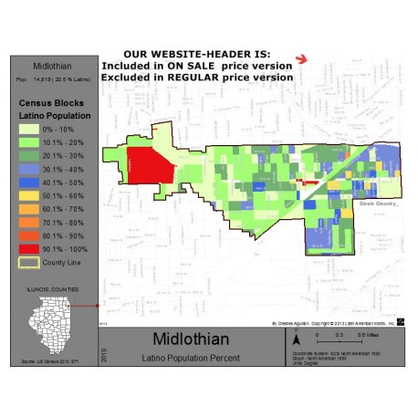 M111-Midlothian, Latino Population Percentages, by Census Blocks, Census 2010