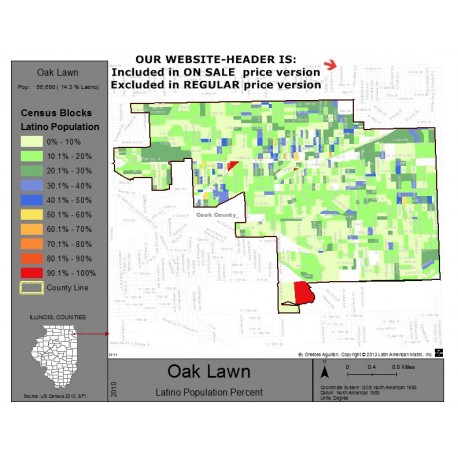 M111-Oak Lawn, Latino Population Percentages, by Census Blocks, Census 2010