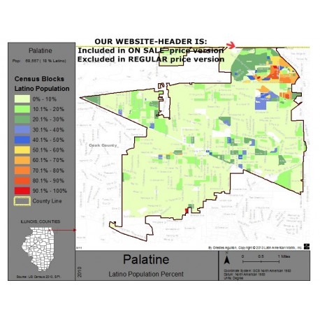 M111-Palatine, Latino Population Percentages, by Census Blocks, Census 2010