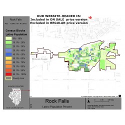 M111-Rock Falls, Latino Population Percentages, by Census Blocks, Census 2010