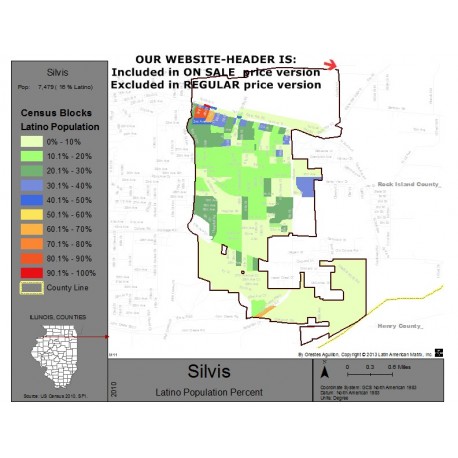 M111-Silvis, Latino Population Percentages, by Census Blocks, Census 2010