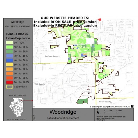 M111-Woodridge, Latino Population Percentages, by Census Blocks, Census 2010