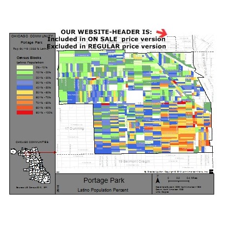 M61-PORTAGE PARK, Latino Population Percentages, by Census Blocks, Census 2010