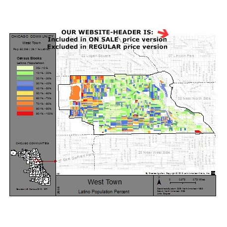 M61-WEST TOWN, Latino Population Percentages, by Census Blocks, Census 2010