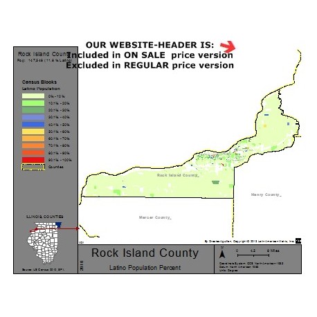 M21-Rock Island County, Latino Population Percentages, by Census Blocks, Census 2010