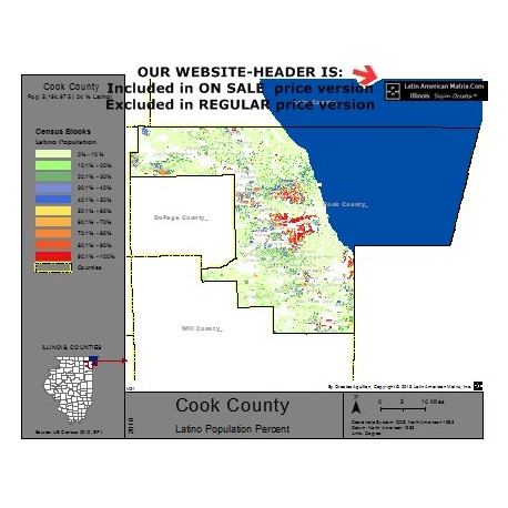 M22-Cook County, Latino Population Percentages, by Census Blocks, Census 2010