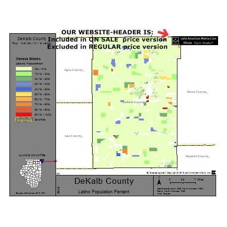 M22-DeKalb County, Latino Population Percentages, by Census Blocks, Census 2010