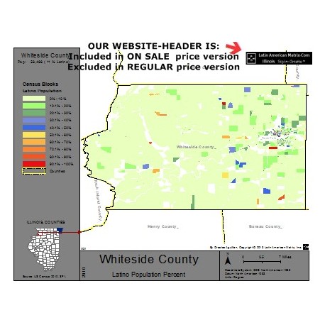 M22-Whiteside County, Latino Population Percentages, by Census Blocks, Census 2010