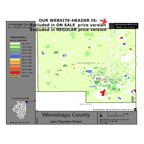 M22-Winnebago County, Latino Population Percentages, by Census Blocks, Census 2010