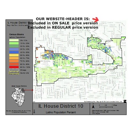 M41-IL House District 10, Latino Population Percentages, by Census Blocks, Census 2010
