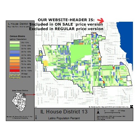 M41-IL House District 13, Latino Population Percentages, by Census Blocks, Census 2010