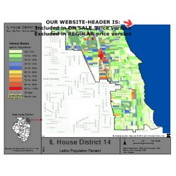 M41-IL House District 14, Latino Population Percentages, by Census Blocks, Census 2010