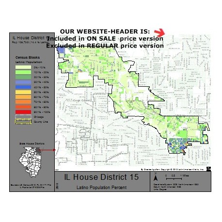 M41-IL House District 15, Latino Population Percentages, by Census Blocks, Census 2010