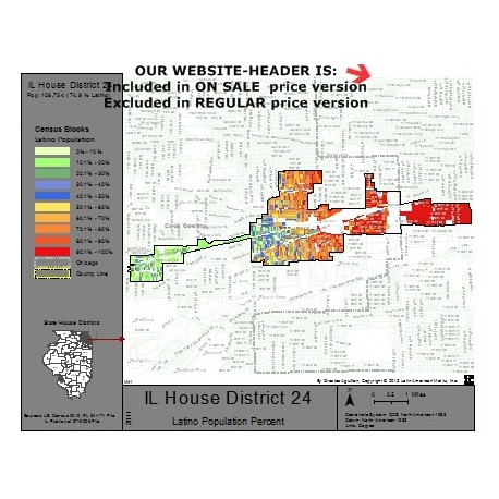 M41-IL House District 24, Latino Population Percentages, by Census Blocks, Census 2010