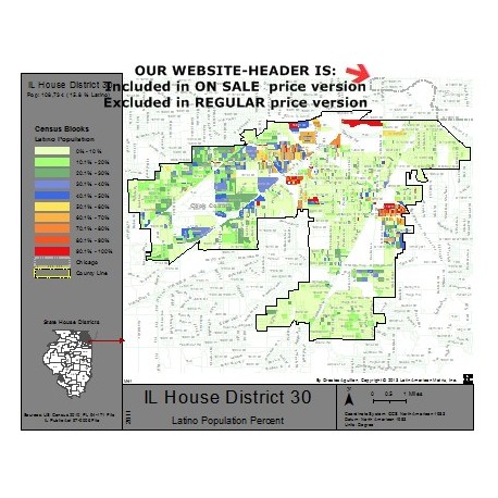 M41-IL House District 30, Latino Population Percentages, by Census Blocks, Census 2010