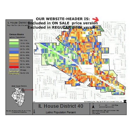 M41-IL House District 40, Latino Population Percentages, by Census Blocks, Census 2010