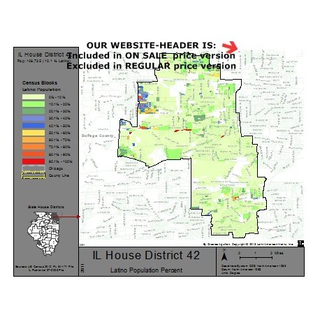 M41-IL House District 42, Latino Population Percentages, by Census Blocks, Census 2010