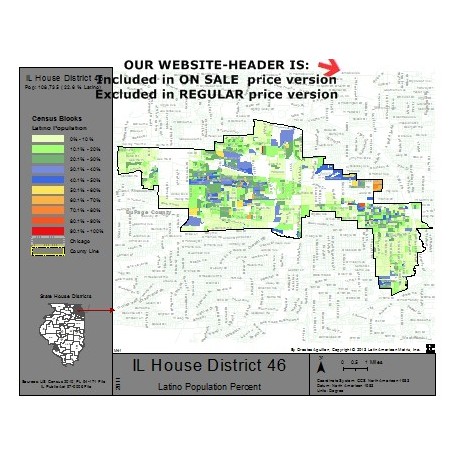 M41-IL House District 46, Latino Population Percentages, by Census Blocks, Census 2010