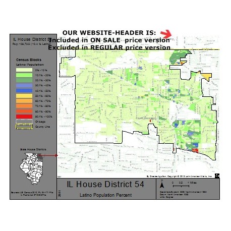 M41-IL House District 54, Latino Population Percentages, by Census Blocks, Census 2010