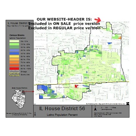 M41-IL House District 56, Latino Population Percentages, by Census Blocks, Census 2010