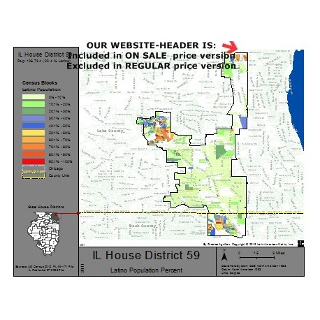 M41-IL House District 59, Latino Population Percentages, by Census Blocks, Census 2010